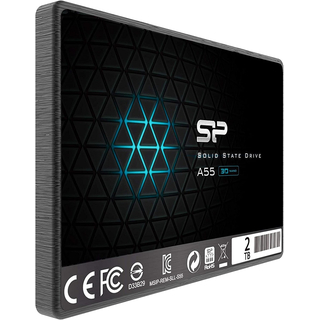 Silicon Power A55 SSD interne Festplatte 2000GB (2TB), 2.5 Zoll, SATA III 3D NAND SLC Cache Performance Boost