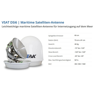 EPAK VSAT DSi6 KU Pro - digitale 60cm Internet Schiffsantenne (selbst ausrichtend und nachführend / Binnen-/See-/Meer-Schifffahrt)