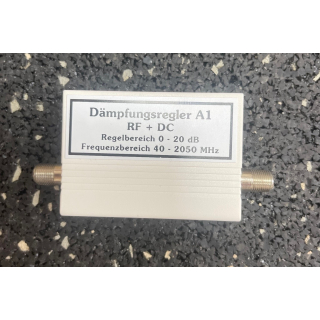 Dämpfungsregler / Dämpfungsglied A1 RF + DC (regelbar 20db, DVB-S/S2, DVB-C, DVB-T2, 40-2050 MHz)