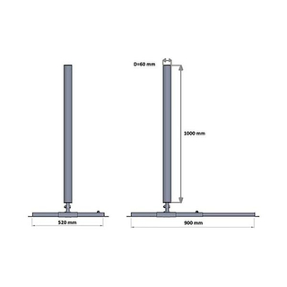 Dachsparrenhalterung (60mm Mastdurchmesser/ 1m Länge / variabel 52-90cm / Auf- und Unterdachhalterung)